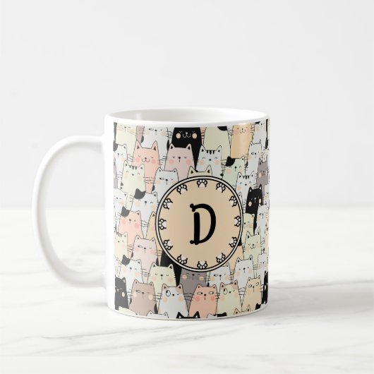 Retro illustratie katten monogram koffiemok (Links)