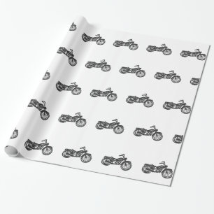 Retro illustratie motorfiets - Achtergrond kiezen Cadeaupapier