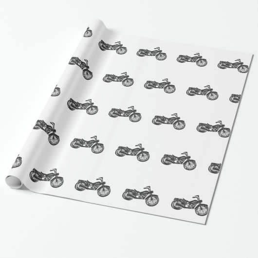 Retro illustratie motorfiets - Achtergrond kiezen Cadeaupapier (Uitgerold)