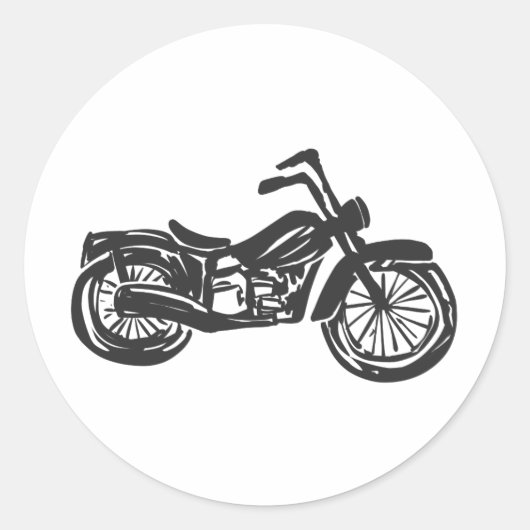 Retro illustratie motorfiets - Achtergrond kiezen Ronde Sticker (Voorkant)