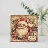 retro illustratie Santa Claus ho ho ho ho Feestdagenkaart (Staand voorkant)