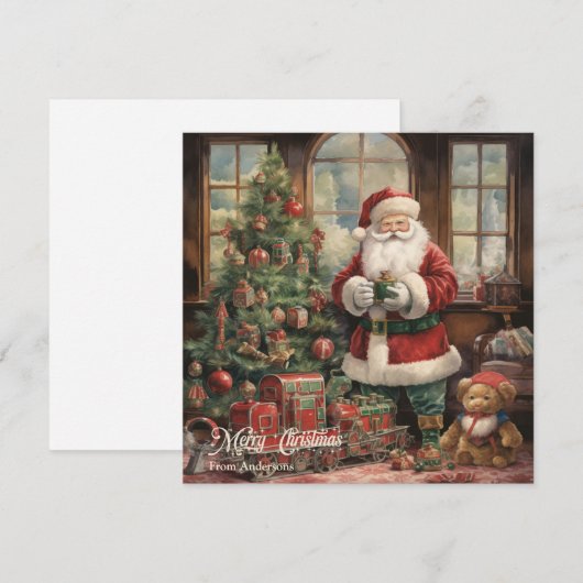 Retro illustratie Sinterklaas en Kerstboom Feestdagenkaart (Voorkant / Achterkant)