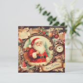  retro illustratie sinterklaas lachend feestdagenkaart (Staand voorkant)