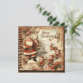  retro illustratie sinterklaas lachend feestdagenkaart (Staand voorkant)