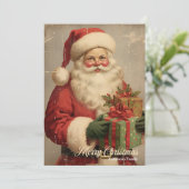 retro illustratie sinterklaas lachend feestdagenkaart (Staand voorkant)