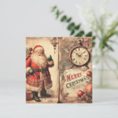 retro illustratie sinterklaas lachend feestdagenkaart (Staand voorkant)