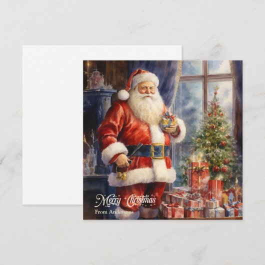 Retro illustratie Sinterklaas met cadeaus geschenk Feestdagenkaart (Voorkant / Achterkant)