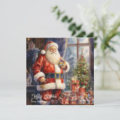 Retro illustratie Sinterklaas met cadeaus geschenk Feestdagenkaart (Staand voorkant)