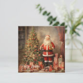 Retro illustratie Sinterklaas met Kerstboom Feestdagenkaart (Staand voorkant)
