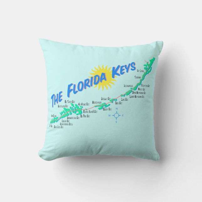 Retro illustratie van kaart van Florida Keys Kussen (Voorkant)