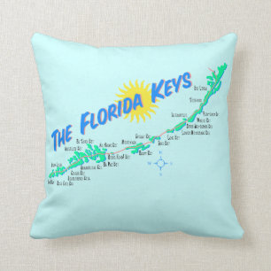 Retro illustratie van kaart van Florida Keys Kussen