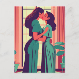 Retro Illustratie van Lesbisch Paar Briefkaart