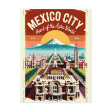 Retro Illustratie van Mexico-Stad Reizen
