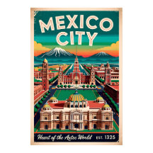 Retro Illustratie van Mexico-Stad Reizen