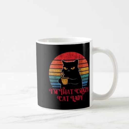 Retro I'm That Crazy Cat Lady Cat Lover Quote Funn Koffiemok (Rechts)