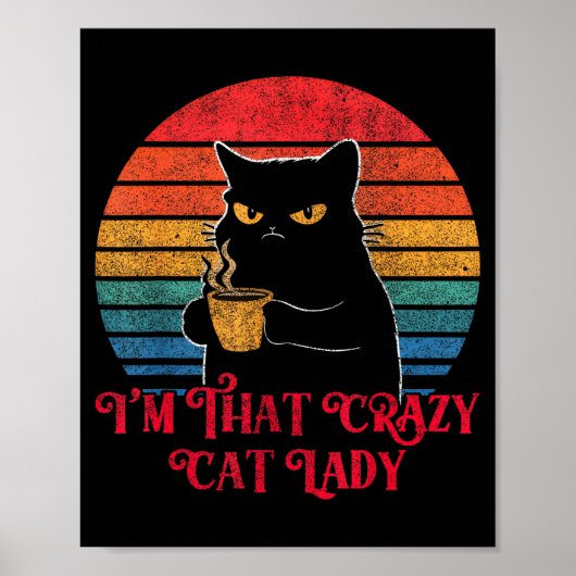 Retro I'm That Crazy Cat Lady Cat Lover Quote Funn Poster (Voorkant)