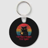 Retro I'm That Crazy Cat Lady Cat Lover Quote Funn Sleutelhanger (Voorkant)