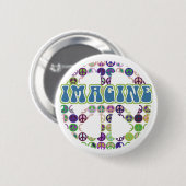 Retro Imagine Peace Buttonnen Ronde Button 5,7 Cm (Voorkant /achterkant)