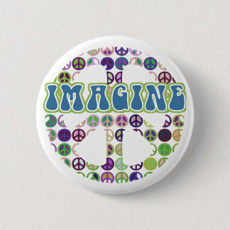 Retro Imagine Peace Buttonnen Ronde Button 5,7 Cm
