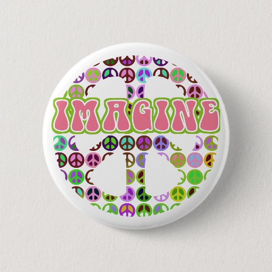 Retro Imagine Peace Buttonnen Ronde Button 5,7 Cm (Voorkant)