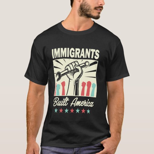 Retro Immigrant Legacy USA - Immigranten bouwden A T-shirt (Voorkant)