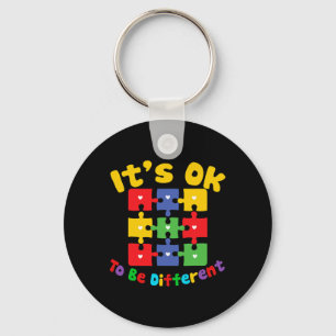 Retro In April dragen we Blauwe Puzzel Autisme Bew Sleutelhanger