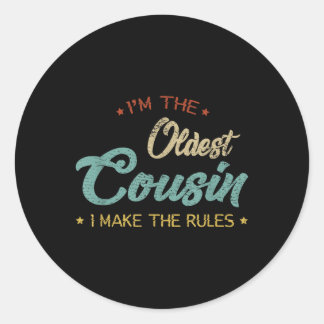 Retro In de oudste neef maak ik de regels grappig Ronde Sticker