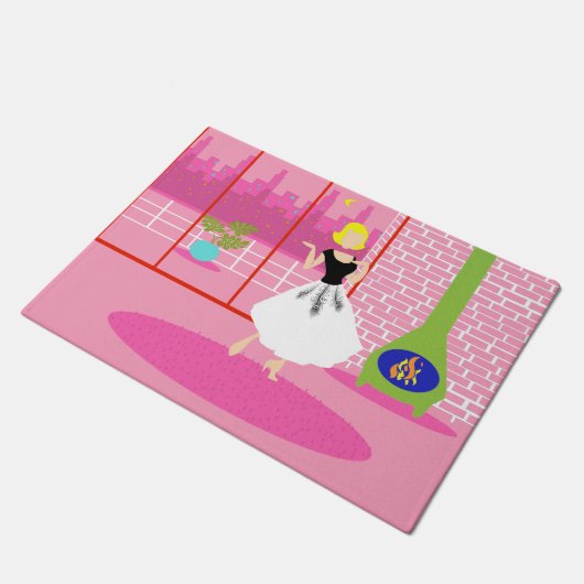 Retro in de roze deurmat (Schuin)