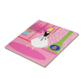 Retro in de roze keramische tegel tegeltje (Zijkant)