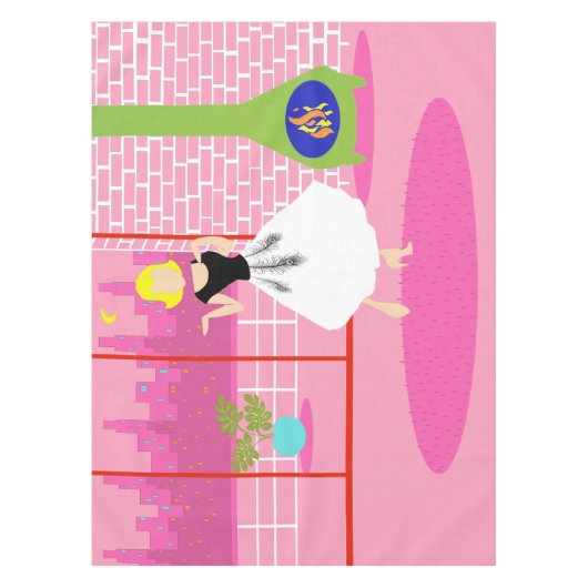 Retro in de roze tablet tafelkleed (Voorkant)