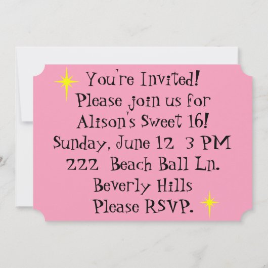 Retro In de Roze Uitnodiging (Achterkant)