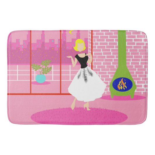 Retro in de roze Wisdiermat Badmat (Voorkant)