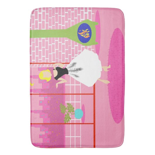 Retro in de roze Wisdiermat Badmat (Voorkant Verticaal)