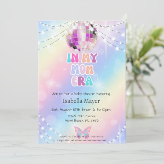 Retro In Haar Moeder Era Baby shower Uitnodiging (Staand voorkant)