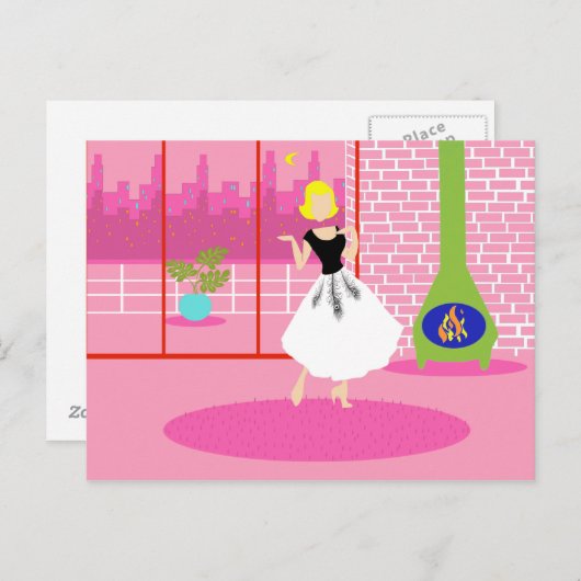 Retro in het roze Briefkaart (Voorkant / Achterkant)