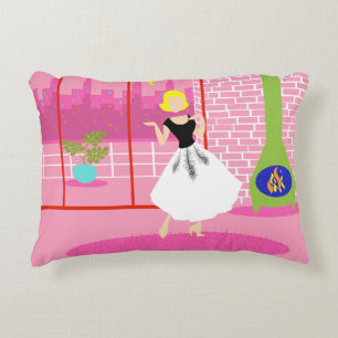 Retro in het Roze Hoofdkussen van het Accent Kussen