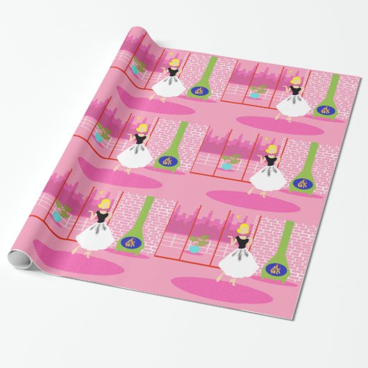 Retro In het roze inpakpapier (Uitgerold)