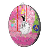 Retro in het roze kunstbord dartbord (Voorkant Rechts)