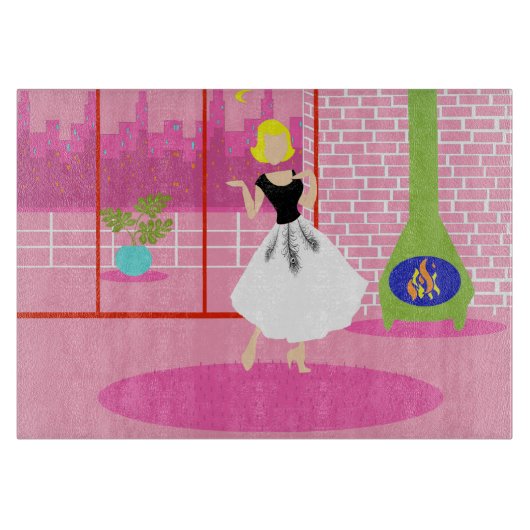 Retro in het roze snijvlak snijplank (Voorkant)