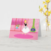 Retro in het Roze Wenskaart Kaart (Gele Bloem)