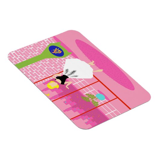 Retro in roze flexibele magneet (Rechterzijde)