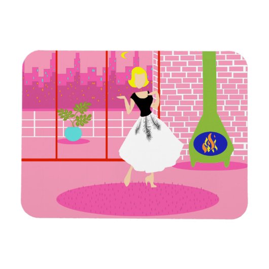 Retro in roze flexibele magneet (Horizontaal)