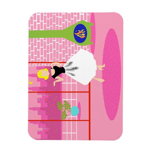 Retro in roze flexibele magneet (Verticaal)