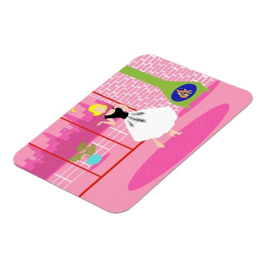 Retro in roze flexibele magneet (Linkerzijde)