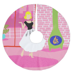 Retro in roze kerstboomrok kerstboom rok