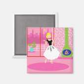 Retro in roze magneet (Voorkant / Achterkant)
