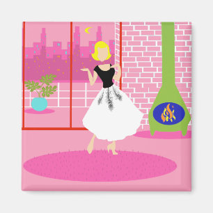 Retro in roze magneet