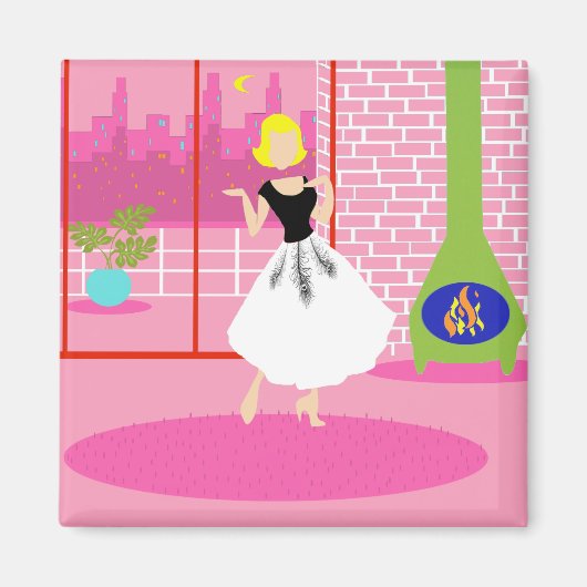 Retro in roze magneet (Voorkant)