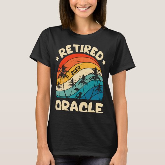 Retro in ruste gepensioneerde Oracle Retirement w T-shirt (Voorkant)