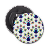 retro india exotische pauw button flesopener (Voorkant)